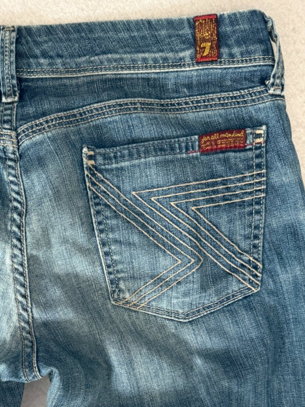 7 For All Mankind Vintage Low Rise Flare Bellbottom Jeans Medium Wash | Size 26